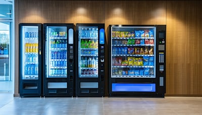 Modern vending machines in an office break area