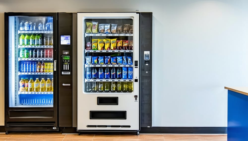 Modern vending machines in an office breakroom