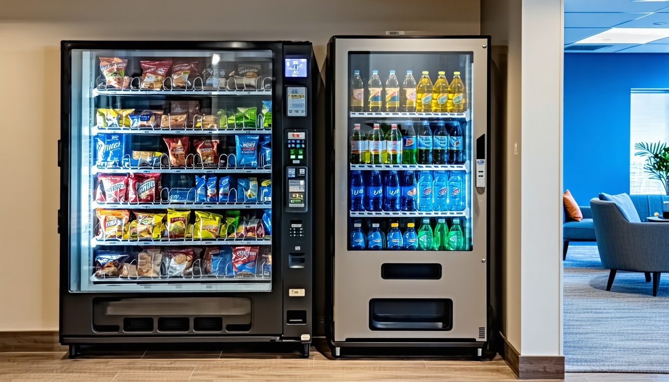 Modern vending machines in an office break room